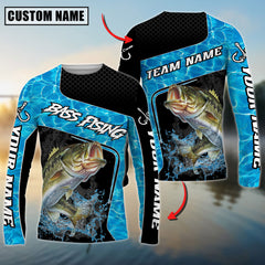 Maxcorners Freshwater Fishing Jumping Water Splash Art Personalized Name, Team Name 3D Long Sleeve Shirt