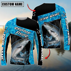 Maxcorners Saltwater Fishing Jumping Water Splash Art Personalized Name, Team Name 3D Long Sleeve Shirt