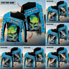 Maxcorners Saltwater Fishing Jumping Water Splash Art Personalized Name, Team Name 3D Long Sleeve Shirt