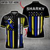 Maxcorners Yellow Blue White Ribbon Zipper Polo Shirts Custom Breast Cancer Awareness For Benjamin Richards