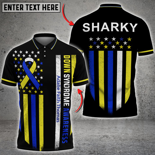 Maxcorners Yellow Blue White Ribbon Zipper Polo Shirts Custom Breast Cancer Awareness For Benjamin Richards