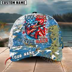 Maxcorners Bass Live Free Fish Hard Design Personalized Name 3D Cap