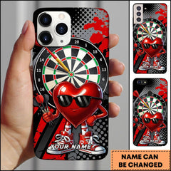 Maxcorners Darts Bold Red Heart Character Premium Personalized Name Phone Case
