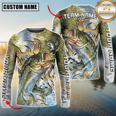 Maxcorners Freshwater Fishing Trophy Power Splash Art Personalized Name, Team Name 3D Long Sleeve Shirt