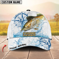 Maxcorners Fishing Outdoor Water Splash Compass Graphic Personalized Name 3D Cap (13 Options)