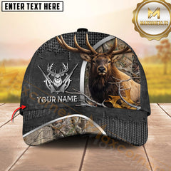Maxcorners Deer Hunting Camouflage Buck Head Emblem Multi Options Personalized Name 3D Cap (6 Options)
