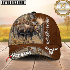 Maxcorners Deer Hunting Leather Style Woodland Buck Art Multi Options Personalized Name 3D Cap (6 Options)