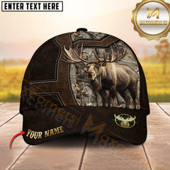 Maxcorners Deer Hunting Classic Buck Portrait Camouflage Frame Multi Options Personalized Name 3D Cap (6 Options)