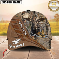 Maxcorners Deer Hunting Woodland Camouflage Leather Accent Buck Art Multi Options Personalized Name 3D Cap (6 Options)