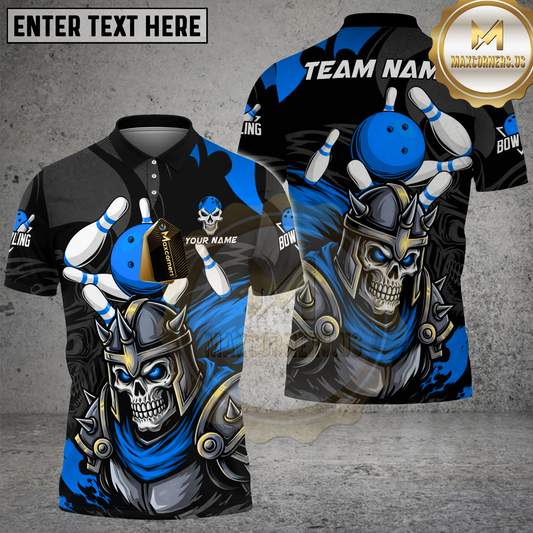 Maxcorners Bowling Shirt Skull Knight Dark Power Strike Multicolor Options Personalized Name, Team Name 3D Shirt (4 Colors)