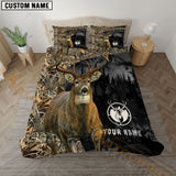 Maxcorners Deer Hunting Forest Grass Brown Personalized Name Bedding Set 3D All Over Printed
