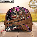 Maxcorners Deer Hunting American Flag Leather Multicolor Options Personalized Name 3D Cap