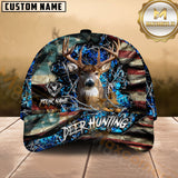 Maxcorners Patriotic Deer Hunting Camo Multicolor Options Personalized Name 3D Cap