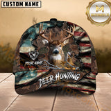 Maxcorners Patriotic Deer Hunting Camo Multicolor Options Personalized Name 3D Cap