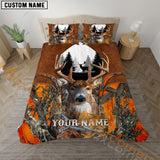 Maxcorners Deer Hunter Orange Leather Camo Personalized Name Bedding Set 3D Printed