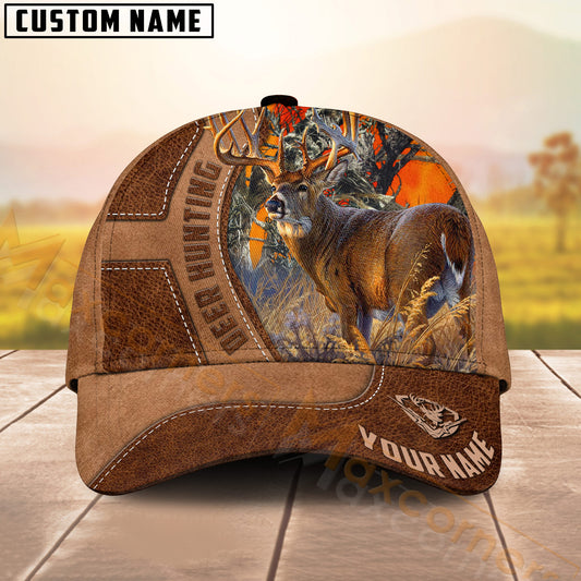 Maxcorners Deer Hunting Forest Scene Buck Illustration Multicolor Options Personalized Name 3D Cap