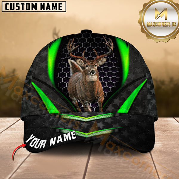 Maxcorners Deer Hunting Hexagon Multicolor Options Personalized Name 3D Cap