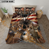 Maxcorners Deer Hunting American Flag Patriotic Bedding Set 3D All Over Printed