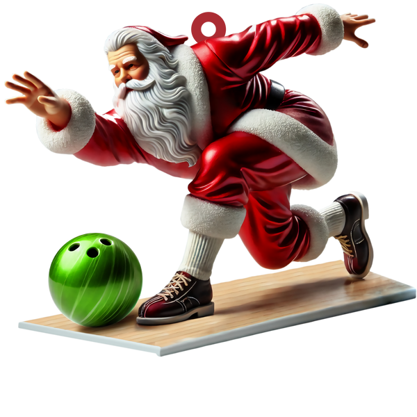 Maxcorners Santa Bowling, Personalize Bowling Ornament, Christmas Gift For Bowling Lovers