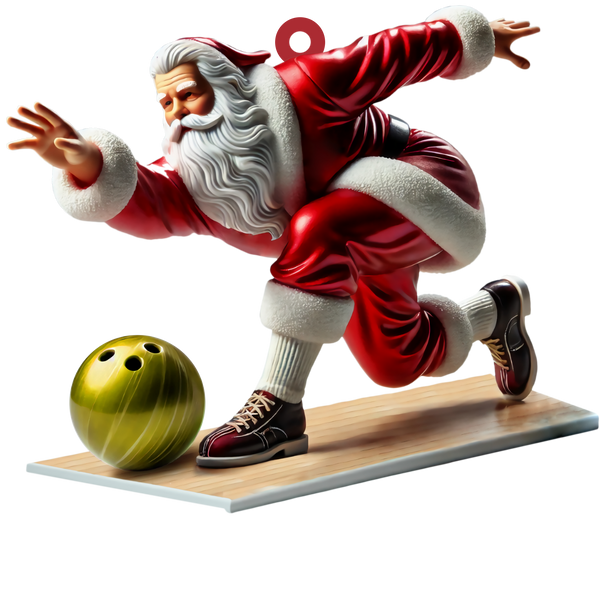 Maxcorners Santa Bowling, Personalize Bowling Ornament, Christmas Gift For Bowling Lovers