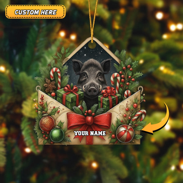 Maxcorners Hunting Christmas Gifts Envelope Personalized Name Ornament (6 Options)