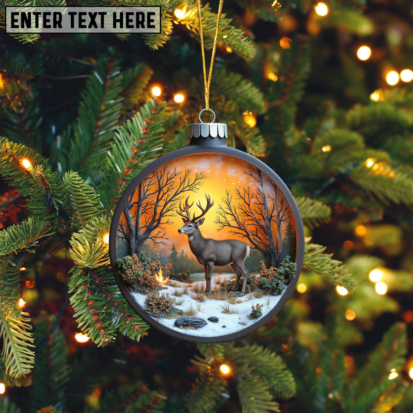 Maxcorners Deer Hunting Sunset Forest Scene Ornament