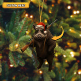 Maxcorners Custom Name Santa Hunting Ornament, Funny Hunter Christmas Tree Decoration