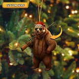 Maxcorners Custom Name Santa Hunting Ornament, Funny Hunter Christmas Tree Decoration