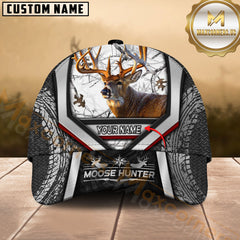 Maxcorners Deer Hunter Camo Tire-Texture Modern Stripe Multicolor Options Personalized Name 3D Cap