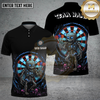 Maxcorners Darts Dark Skeleton Neon Target Halloween Style Multi Options Personalized Name, Team Name Unisex 3D Shirt (4 Colors)