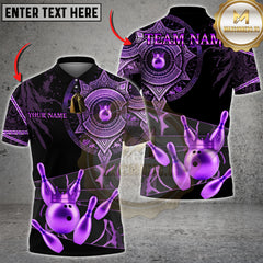 Maxcorners Bowling Royal Gold Mandala Crown Multi Options Personalized Name, Team Name Unisex 3D Shirt (4 Colors)