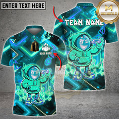 Maxcorners Bowling Neon Hoodie Cartoon Bowling Street Style Multi Options Personalized Name, Team Name Unisex 3D Shirt (4 Colors)