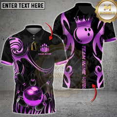 Maxcorners Bowling Golden Crown King Bowling Luxury Style Multi Options Personalized Name, Team Name Unisex 3D Shirt (4 Colors)