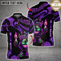 Maxcorners Bowling Tribal Fire King Graphic Multi Options Personalized Name, Team Name Unisex 3D Shirt (4 Colors)