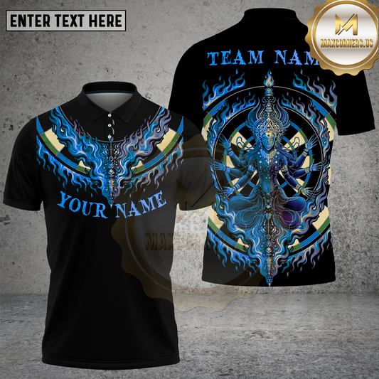 Maxcorners Darts Mystic Buddha Fire Meditation Spiritual Art Dartboard Target Multi Options Personalized Name, Team Name Unisex 3D Shirt (4 Colors)