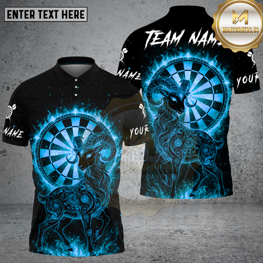 Maxcorners Darts Flaming Aries Ram Zodiac Dartboard Target Multi Options Personalized Name, Team Name Unisex 3D Shirt (4 Colors)
