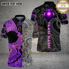 Maxcorners Bowling Golden King Crown Paisley Tribal Style Multi Options Personalized Name, Team Name Unisex 3D Shirt (4 Colors)