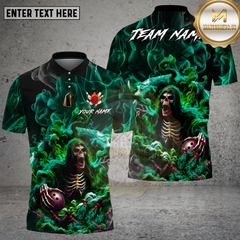 Maxcorners Bowling Grim Reaper Smoke Multi Options Personalized Name, Team Name Unisex 3D Shirt (4 Colors)