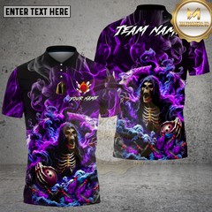 Maxcorners Bowling Grim Reaper Smoke Multi Options Personalized Name, Team Name Unisex 3D Shirt (4 Colors)