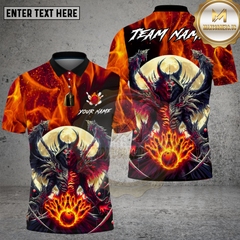 Maxcorners Bowling Hellfire Demon Full Moon Art Multi Options Personalized Name, Team Name Unisex 3D Shirt (4 Colors)