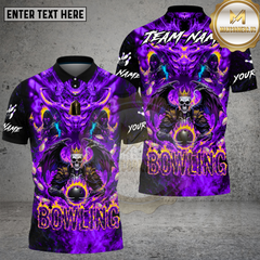 Maxcorners Bowling Hellfire Skull King Demon Art Multi Options Personalized Name, Team Name Unisex 3D Shirt (4 Colors)