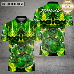 Maxcorners Bowling Inferno Skull Flaming Bowling Ball Design Multi Options Personalized Name, Team Name Unisex 3D Shirt (4 Colors)