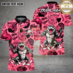 Maxcorners Bowling Slime Graffiti Crocodile Multi Options Personalized Name, Team Name Unisex 3D Shirt (4 Colors)