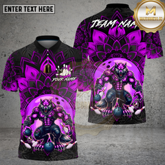 Maxcorners Bowling Blue Mandala Werewolf Power Multi Options Personalized Name, Team Name Unisex 3D Shirt (4 Colors)