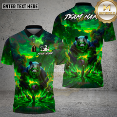Maxcorners Bowling Fire Panda Apocalypse Strike Design Multi Options Personalized Name, Team Name Unisex 3D Shirt (4 Colors)