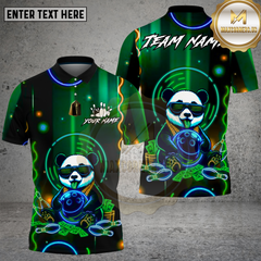 Maxcorners Bowling Neon Panda Money Style Multi Options Personalized Name, Team Name Unisex 3D Shirt (4 Colors)