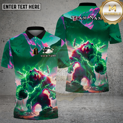 Maxcorners Bowling Thunder Bear Lightning Power Multi Options Personalized Name, Team Name Unisex 3D Shirt (4 Colors)