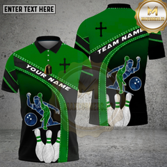 Maxcorners Bowling Faith Strike Red Cross Multi Options Personalized Name, Team Name Unisex 3D Shirt (4 Colors)