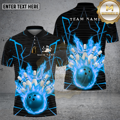 Maxcorners Bowling Inferno Pin Explosion Multi Options Personalized Name, Team Name Unisex 3D Shirt (4 Colors)