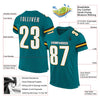 Maxcorners Custom Teal White-Gold Mesh Authentic Football Jersey LM2605